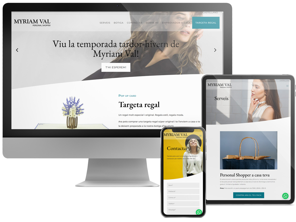 Disseny web per a botiga física de moda dona Myrivam Val (Igualada)